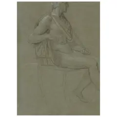 Andrea Appiani, Seated Man, black and white chalk on pale blue paper