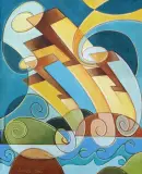 Achille Boni, Aeropittura, oil on board