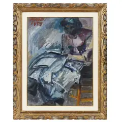 Cucitrice 1959 by Primo Conti, oil on canvas, offered Nov 2024