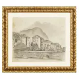 Ubaldo Oppi, Untitled, Landscape graphite on paper