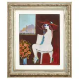 Renato Borsato, Signora a Venezia, oil on board