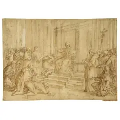 Pier Leone Ghezzi, Public Audience Of Clement Xi, black chalk