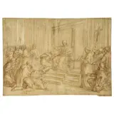 Pier Leone Ghezzi, Public Audience Of Clement Xi, black chalk