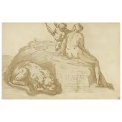 Venus And Cupid by Luca Cambiaso, pen, offered Nov 2024