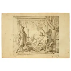 Francesco Podesti, Antony And Cleopatra, black chalk
