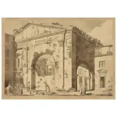 Angelo Uggeri, Fish Vendors At The Portico Di Ottavia, pen