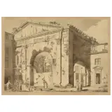 Angelo Uggeri, Fish Vendors At The Portico Di Ottavia, pen