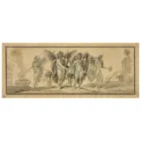 Giuseppe Cades, Decorative Project With Allegorical Figures, pen