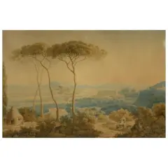 Franz Kaisermann, A View Of The Roman Campagna, pen