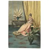 Giuseppe Ferrari, Interior Studies With A Lady, watercolour