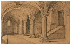 Giuseppe Abbati, Basement Of Saint Maria Novella, black chalk