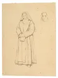 Giuseppe Abbati, A Nun And Study Of Her Head, black chalk