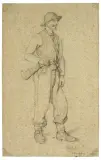 Giuseppe Abbati, Woodsman, black chalk
