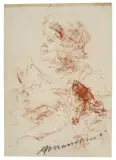 Antonio Mancini, Study Of A Woman, red chalk