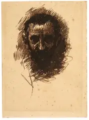 Adriano Cecioni, Self-Portrait, pen and brown ink
