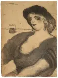 Giovanni Costetti, Female Figure, charcoal