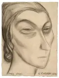 Giovanni Costetti, Female Portrait, charcoal
