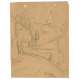 Lyonel Feininger, Landscape, black chalk