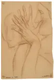Giovanni Costetti, Study Of Hands, black chalk