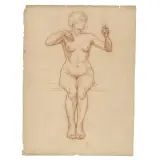 Pieretto Bianco, Seated Female Nude, red chalk