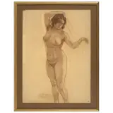 Pieretto Bianco, Female Nude With Veil, red chalk