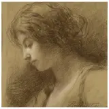 Carola de Agostini, Female Profile, pastels on cardboard