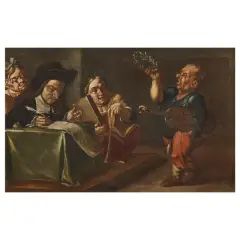 Playful Scenes by Bernardino Deho, four oil on canvas, offered Oct 2024
