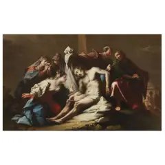 Lamentation Over The Dead Christ by Francesco Conti, oil on canvas, offered Oct 2024