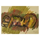 Ennio Morlotti, Laid nude, mixed media on paper