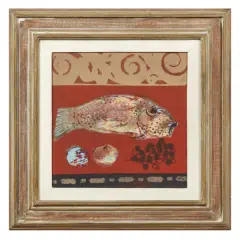 Manlio Bacosi, Pesce ed uva 1985, oil on canvas