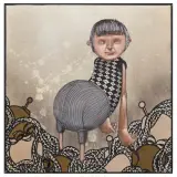 Pixel Pancho, Woman with checked dress 2008, acrylic on canvas