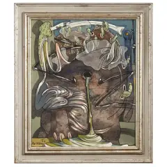 Rhinohalus n. 2 1972 by Jacques Chemay, oil on canvas, offered Oct 2024