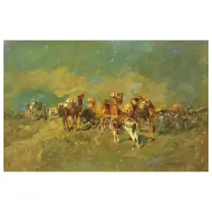 Tito Pellicciotti, Caravan, oil on paperboard