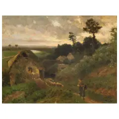 Shepherd Girl With Flock by Federico Rossano, oil on canvas, offered Oct 2024