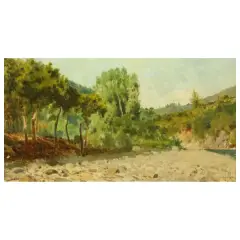 Tito Conti, Landscape With Stream, oil on canvas