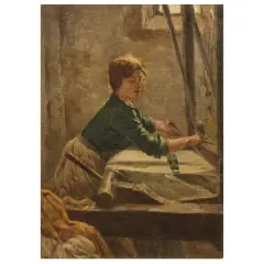 The Weaver by Niccolò Cannicci, oil on canvas, offered Oct 2024
