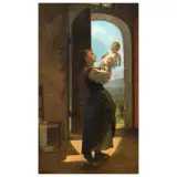 Luigi Bechi, Motherly Joy, oil on canvas