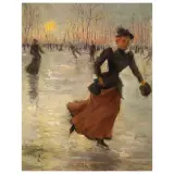 Clemente Pujol de Gustavino, Ice Skating, oil on canvas