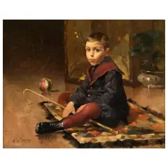 Henri Adrien Tanoux, Child Playng, oil on canvas