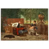 Louis August Loustaunau, La Partita Di Scacchi, oil on canvas