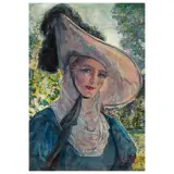 Josephine Ghilchik, Lady With An Hat, oil on cardboard