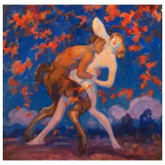 Pieretto Bianco, Satyr And Nymph, oilon cardboard