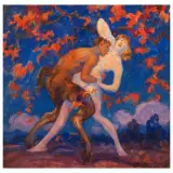 Pieretto Bianco, Satyr And Nymph, oilon cardboard