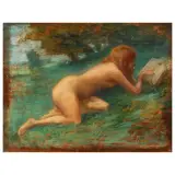 Henri Gabriel Ibels, Female Nude Reading, oil on panel