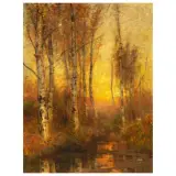 Filiberto Petiti, Pond At The Sunset, oil on canvas