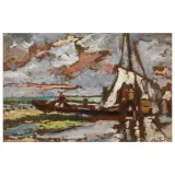 Ulvi Liegi, Seaside, oil on cardboard