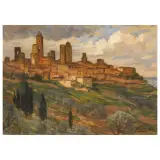 Ferruccio Scattola, San Gimignano, oil on panel