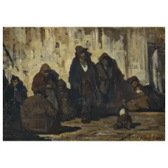 Luigi Michelacci, The Beggars, oil on panel
