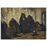 Luigi Michelacci, The Beggars, oil on panel