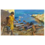 Filippo Marfori Savini, Porticciolo, Marciana Marina, oil on panel
